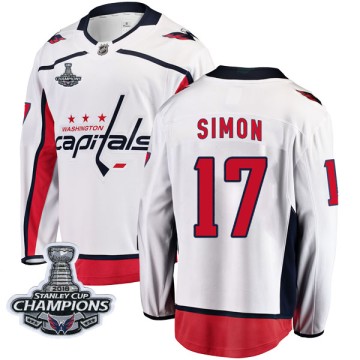 Breakaway Fanatics Branded Men's Chris Simon Washington Capitals Away 2018 Stanley Cup Champions Patch Jersey - White