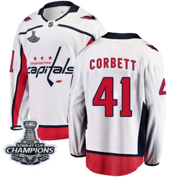 Breakaway Fanatics Branded Men's Cody Corbett Washington Capitals Away 2018 Stanley Cup Champions Patch Jersey - White