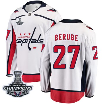 Breakaway Fanatics Branded Men's Craig Berube Washington Capitals Away 2018 Stanley Cup Champions Patch Jersey - White