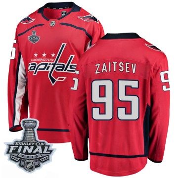 Breakaway Fanatics Branded Men's Dmitriy Zaitsev Washington Capitals Home 2018 Stanley Cup Final Patch Jersey - Red