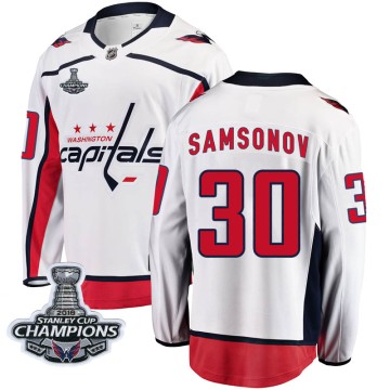 Breakaway Fanatics Branded Men's Ilya Samsonov Washington Capitals Away 2018 Stanley Cup Champions Patch Jersey - White