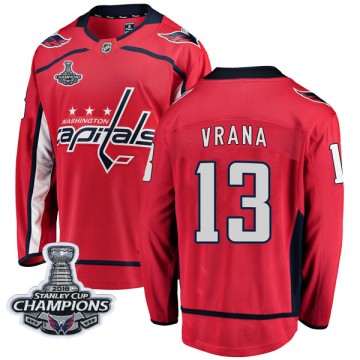 Breakaway Fanatics Branded Men's Jakub Vrana Washington Capitals Home 2018 Stanley Cup Champions Patch Jersey - Red