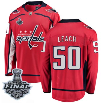 Breakaway Fanatics Branded Men's Joey Leach Washington Capitals Home 2018 Stanley Cup Final Patch Jersey - Red