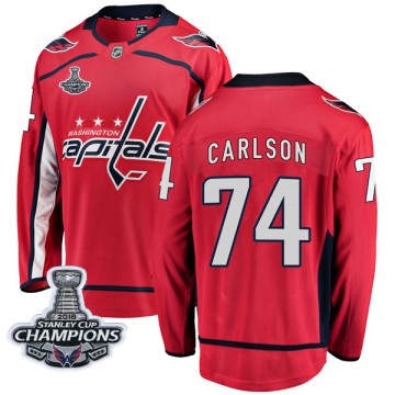 Breakaway Fanatics Branded Men's John Carlson Washington Capitals Home 2018 Stanley Cup Champions Patch Jersey - Red