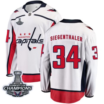 Breakaway Fanatics Branded Men's Jonas Siegenthaler Washington Capitals Away 2018 Stanley Cup Champions Patch Jersey - White
