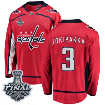 Breakaway Fanatics Branded Men's Jyrki Jokipakka Washington Capitals Home 2018 Stanley Cup Final Patch Jersey - Red