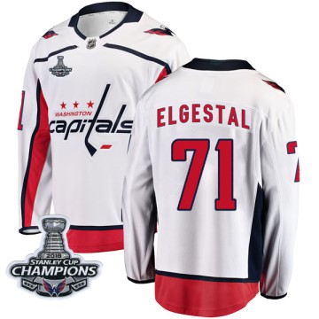 Breakaway Fanatics Branded Men's Kevin Elgestal Washington Capitals Away 2018 Stanley Cup Champions Patch Jersey - White