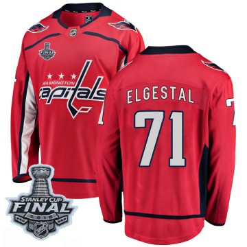 Breakaway Fanatics Branded Men's Kevin Elgestal Washington Capitals Home 2018 Stanley Cup Final Patch Jersey - Red