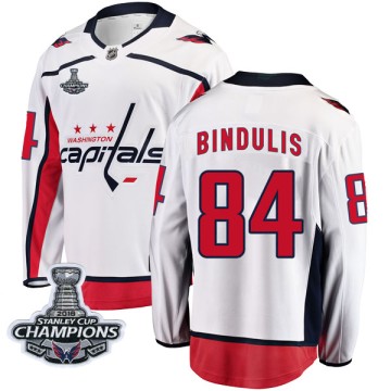 Breakaway Fanatics Branded Men's Kris Bindulis Washington Capitals Away 2018 Stanley Cup Champions Patch Jersey - White