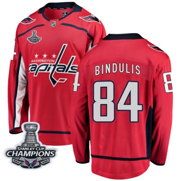 Breakaway Fanatics Branded Men's Kris Bindulis Washington Capitals Home 2018 Stanley Cup Champions Patch Jersey - Red