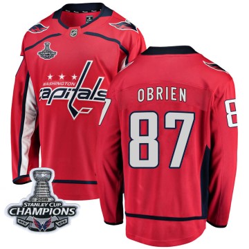 Breakaway Fanatics Branded Men's Liam O'Brien Washington Capitals Home 2018 Stanley Cup Champions Patch Jersey - Red