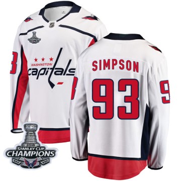 Breakaway Fanatics Branded Men's Mark Simpson Washington Capitals Away 2018 Stanley Cup Champions Patch Jersey - White