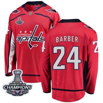 Breakaway Fanatics Branded Men's Riley Barber Washington Capitals Home 2018 Stanley Cup Champions Patch Jersey - Red