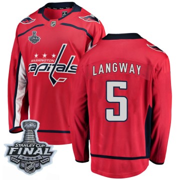 Breakaway Fanatics Branded Men's Rod Langway Washington Capitals Home 2018 Stanley Cup Final Patch Jersey - Red