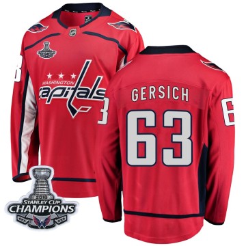 Breakaway Fanatics Branded Men's Shane Gersich Washington Capitals Home 2018 Stanley Cup Champions Patch Jersey - Red