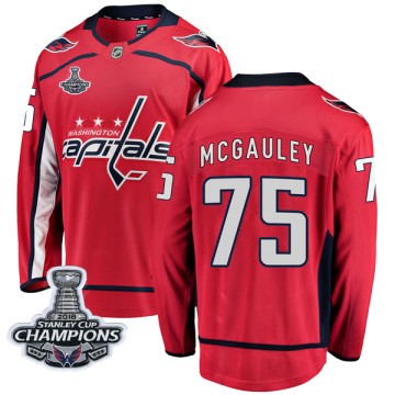 Breakaway Fanatics Branded Men's Tim McGauley Washington Capitals Home 2018 Stanley Cup Champions Patch Jersey - Red