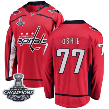 Breakaway Fanatics Branded Men's T.J. Oshie Washington Capitals Home 2018 Stanley Cup Champions Patch Jersey - Red