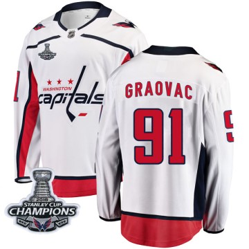 Breakaway Fanatics Branded Men's Tyler Graovac Washington Capitals Away 2018 Stanley Cup Champions Patch Jersey - White