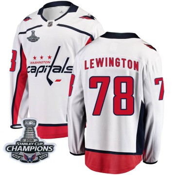 Breakaway Fanatics Branded Men's Tyler Lewington Washington Capitals Away 2018 Stanley Cup Champions Patch Jersey - White