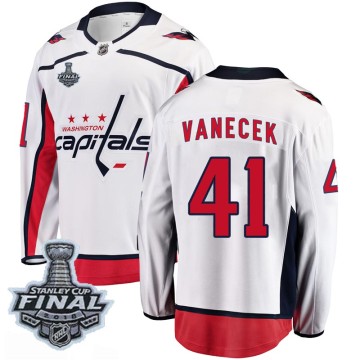 Breakaway Fanatics Branded Men's Vitek Vanecek Washington Capitals Away 2018 Stanley Cup Final Patch Jersey - White