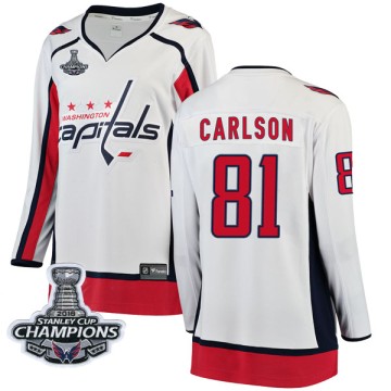 Breakaway Fanatics Branded Women's Adam Carlson Washington Capitals Away 2018 Stanley Cup Champions Patch Jersey - White
