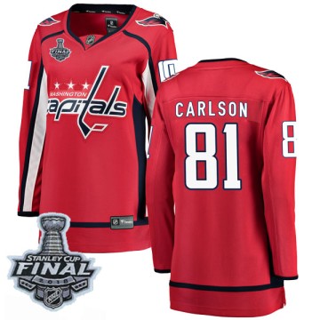 Breakaway Fanatics Branded Women's Adam Carlson Washington Capitals Home 2018 Stanley Cup Final Patch Jersey - Red