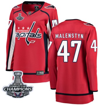 Breakaway Fanatics Branded Women's Beck Malenstyn Washington Capitals Home 2018 Stanley Cup Champions Patch Jersey - Red