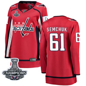 Breakaway Fanatics Branded Women's Brendan Semchuk Washington Capitals Home 2018 Stanley Cup Champions Patch Jersey - Red