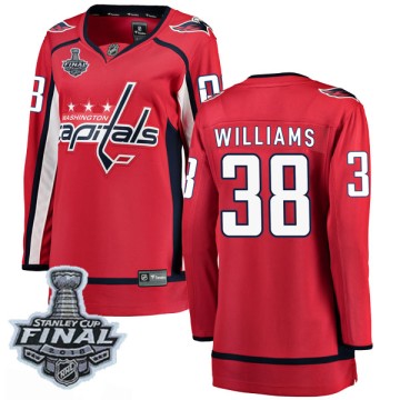 Breakaway Fanatics Branded Women's Colby Williams Washington Capitals Home 2018 Stanley Cup Final Patch Jersey - Red