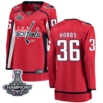 Breakaway Fanatics Branded Women's Connor Hobbs Washington Capitals Home 2018 Stanley Cup Champions Patch Jersey - Red