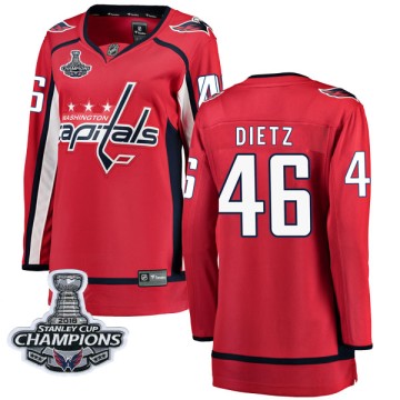 Breakaway Fanatics Branded Women's Darren Dietz Washington Capitals Home 2018 Stanley Cup Champions Patch Jersey - Red