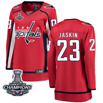 Breakaway Fanatics Branded Women's Dmitrij Jaskin Washington Capitals Home 2018 Stanley Cup Champions Patch Jersey - Red