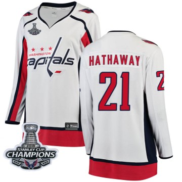 Breakaway Fanatics Branded Women's Garnet Hathaway Washington Capitals Away 2018 Stanley Cup Champions Patch Jersey - White
