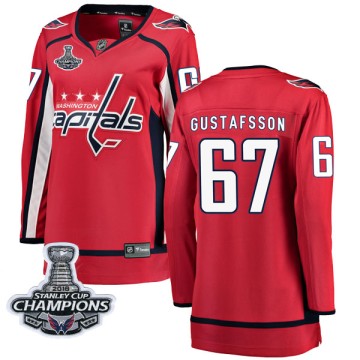 Breakaway Fanatics Branded Women's Hampus Gustafsson Washington Capitals Home 2018 Stanley Cup Champions Patch Jersey - Red