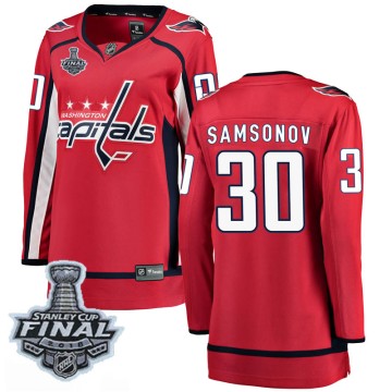 Breakaway Fanatics Branded Women's Ilya Samsonov Washington Capitals Home 2018 Stanley Cup Final Patch Jersey - Red