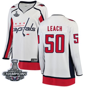 Breakaway Fanatics Branded Women's Joey Leach Washington Capitals Away 2018 Stanley Cup Champions Patch Jersey - White
