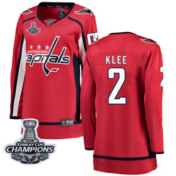 Breakaway Fanatics Branded Women's Ken Klee Washington Capitals Home 2018 Stanley Cup Champions Patch Jersey - Red