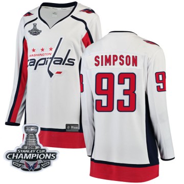 Breakaway Fanatics Branded Women's Mark Simpson Washington Capitals Away 2018 Stanley Cup Champions Patch Jersey - White