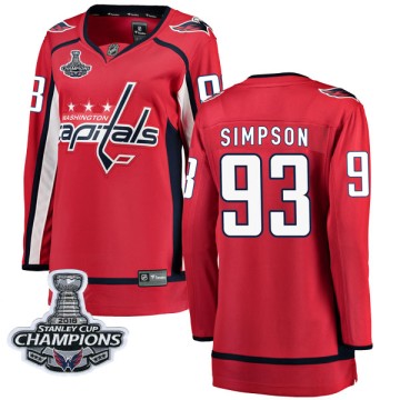 Breakaway Fanatics Branded Women's Mark Simpson Washington Capitals Home 2018 Stanley Cup Champions Patch Jersey - Red