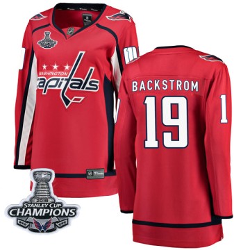 Breakaway Fanatics Branded Women's Nicklas Backstrom Washington Capitals Home 2018 Stanley Cup Champions Patch Jersey - Red