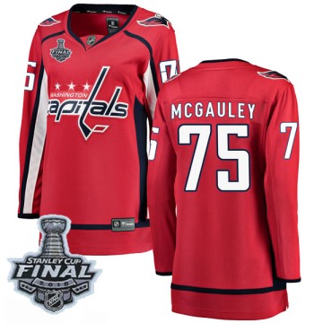Breakaway Fanatics Branded Women's Tim McGauley Washington Capitals Home 2018 Stanley Cup Final Patch Jersey - Red