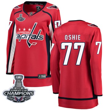 Breakaway Fanatics Branded Women's T.J. Oshie Washington Capitals Home 2018 Stanley Cup Champions Patch Jersey - Red