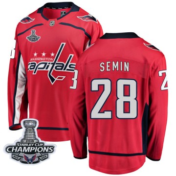 Breakaway Fanatics Branded Youth Alexander Semin Washington Capitals Home 2018 Stanley Cup Champions Patch Jersey - Red