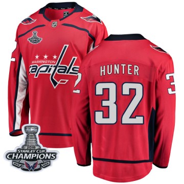 Breakaway Fanatics Branded Youth Dale Hunter Washington Capitals Home 2018 Stanley Cup Champions Patch Jersey - Red
