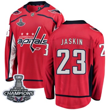 Breakaway Fanatics Branded Youth Dmitrij Jaskin Washington Capitals Home 2018 Stanley Cup Champions Patch Jersey - Red