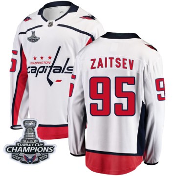 Breakaway Fanatics Branded Youth Dmitriy Zaitsev Washington Capitals Away 2018 Stanley Cup Champions Patch Jersey - White