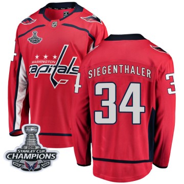 Breakaway Fanatics Branded Youth Jonas Siegenthaler Washington Capitals Home 2018 Stanley Cup Champions Patch Jersey - Red