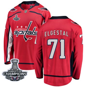 Breakaway Fanatics Branded Youth Kevin Elgestal Washington Capitals Home 2018 Stanley Cup Champions Patch Jersey - Red