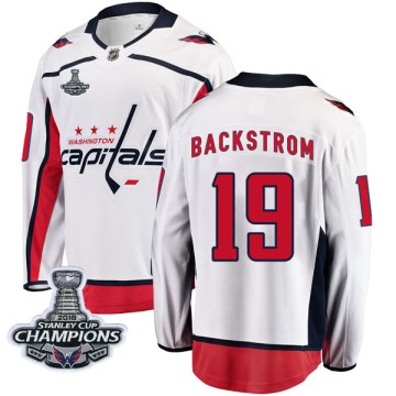 Breakaway Fanatics Branded Youth Nicklas Backstrom Washington Capitals Away 2018 Stanley Cup Champions Patch Jersey - White