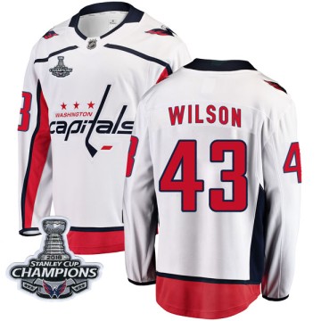 Breakaway Fanatics Branded Youth Tom Wilson Washington Capitals Away 2018 Stanley Cup Champions Patch Jersey - White